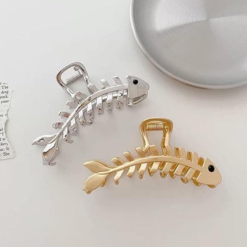 3 PACK Large Metal Hair Claw Clips Fish Bone Shape Hairpin Tail Hair Clamps Nonslip Hair Accessories for Thick and Thin Hair Styling thumbnail 7