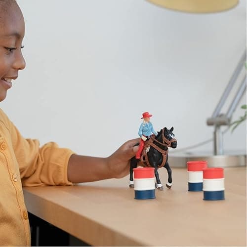 Schleich Farm World - 7PC Barrel Racing Set - Western Rodeo Toy Playset with Cowgirl Figurine, Horse Figure and Accessories - Realistic Farm Toys for Boys and Girls - Kids and Toddlers Ages 3+ thumbnail 4