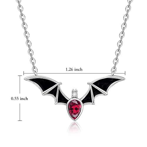 Halloween Bat Necklace for Women Sterling Silver Witch Goth Necklace thumbnail 2