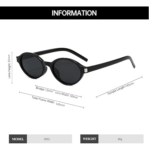 YAMEIZE Retro Oval Sunglasses Women Men Vintage Small Frame Sunglasses 90s Sun Glasses UV400 thumbnail 3