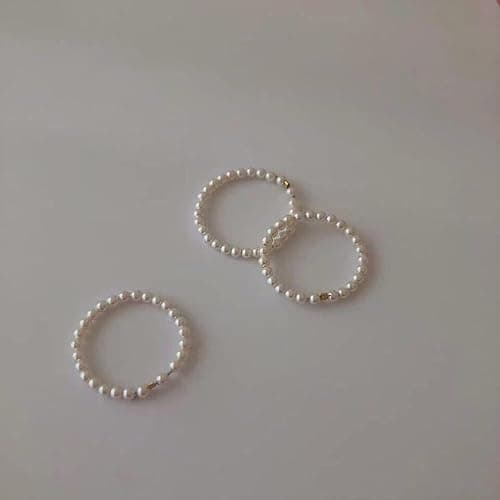 ONBRIG Vintage Pearl Rings - Cute & Dainty Stackable Minimalistic Jewelry for Women thumbnail 5