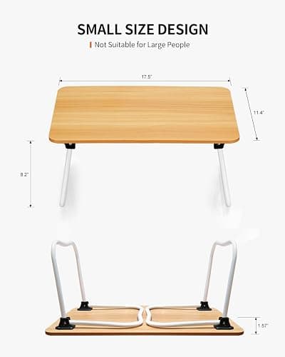 FISYOD Foldable Lap Desk, Laptop Bed Desk, Portable Bed Table, Laptop Stand for Bed & Couch, Lightweight & Mini - Oak - Oak - Medium thumbnail 3