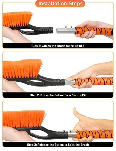 EcoNour 27" Aluminum Ice Scrapers for Car Windshield | Car Snow Scraper Window and Snow Brush with Ergonomic Foam Grip Winter Accessories (Orange) thumbnail 5