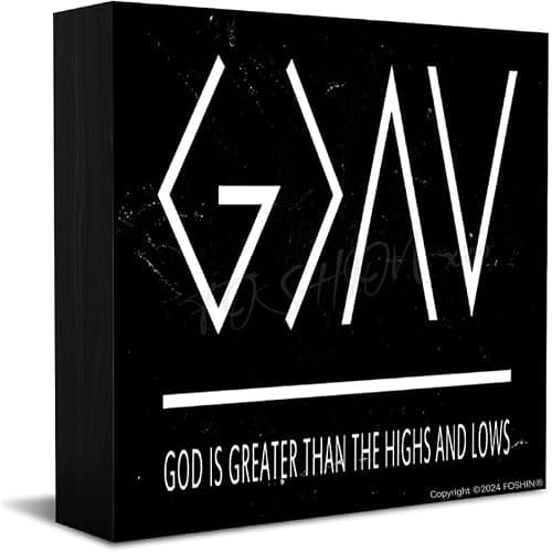 Decor Sign God Is Greater Than The Highs And Lows Sign Art Sign Wood Box Sign 5 X 5 Inches Wooden Block Signs For Home Office Bedroom And Table Decor - Image 1