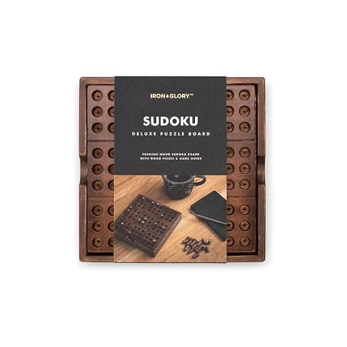 Iron & Glory Wooden Sudoku Board Game - Wooden Sudoku Puzzle - Brain Teaser Games For Adults - Portable Travel Games - Family Board Game - Puzzle Gifts For Men - Wood Pegs & Guide thumbnail 3