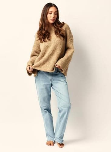 Almere Boucle Pullover Sweater, Womens Oversized Crewneck, Wool Blend Fall and Winter thumbnail 6