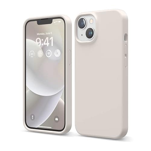 elago Compatible with iPhone 14 Case, Liquid Silicone Case, Full Body Protective Cover, Shockproof, Slim Design, Anti-Scratch Soft Microfiber Lining, 6.1 inch (Stone) - Image 1