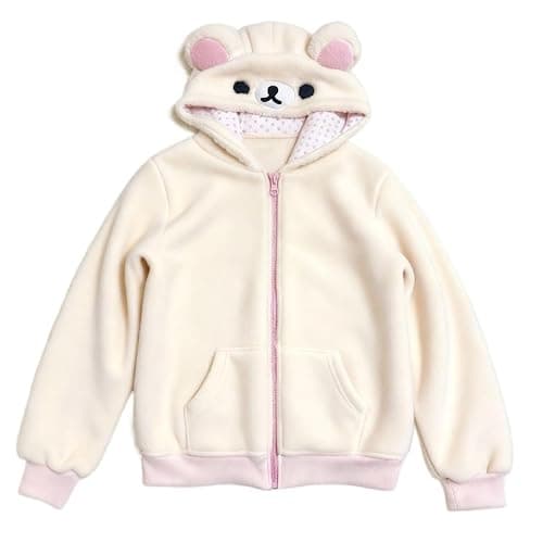 Y2K Cute Bear Ear Zip Up Hoodie Plush Fleece Jacket Kawaii 2000s Harajuku Hooded Sweatshirt Aesthetic Coat - Image 1