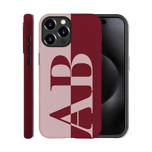 DAIZAG Personalized Monogram Initial Case Compatible with iPhone 17 16 15 14 13 Pro Max Pro Air Plus 12 11,Hybrid 2-Layer Hard Shell Phone Cover,Custom Large Name Red - Image 1