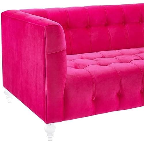 Bea Hot Pink Velvet Sofa | Tufted Design thumbnail 6