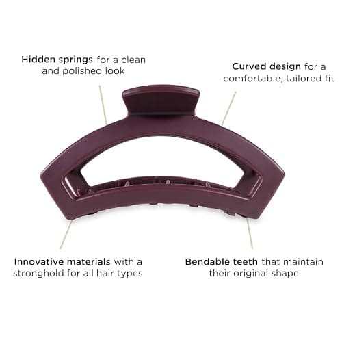 TELETIES - Open Large Hair Clip - Fall Collection - Hair Claw Clips for Women - Strong Grip, Bendable Teeth, Curved Design - For All Hair Types and Textures - Burgundy Bliss thumbnail 4