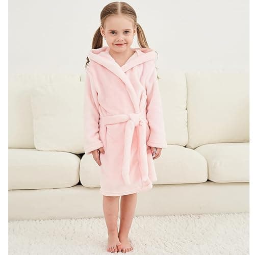 DNggAND Boys Girls Bathrobes,Toddler Boy Girl Robes,Children's Plush Soft Coral Fleece Hooded Pajamas Sleepwear for Kids thumbnail 4
