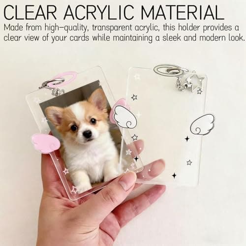 2-Piece Wing-Shaped Photocard Holder | Clear Acrylic ID Badge Display with Keychain Pendant Design | Versatile for Student, Credit, and Bus Cards | Ideal Gift for Fans thumbnail 3