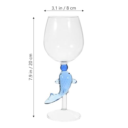 Amosfun Wine Glasses with a Carp Goblet Cocktail Juice Glass for Wedding Anniversary Christmas Party Favors - Sky-blue - 25x8cm thumbnail 3