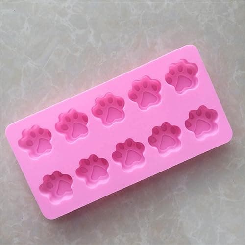 Elome Silicone Ice Tray Mini Animal Dog Cat Paw Print Cupcake Muffin Baking Cup Mold, Ice Cube Chocolate Soap Candle Tray Pink thumbnail 4