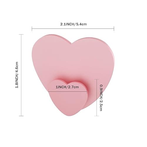 Qlirovix Self Adhesive Towel Hooks 4 Pack Pink Heart Shaped Wall Hooks, No Drill Stick on Hooks for Bathroom thumbnail 3