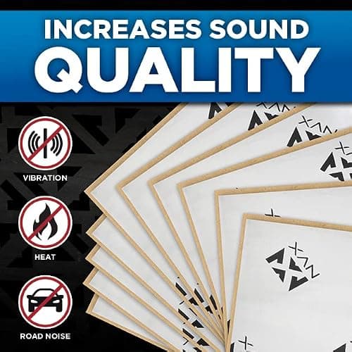 NVX SDSK2 90 Mil Thick 1.38 Sqft. Car Sound Damping Mat, Butyl Automotive Deadener, Audio Noise Vibration Insulation, and Dampening (Two 10" x 10" Pieces) - Speaker Kit - 1.38 sq. ft. Speaker Kit (Silver) thumbnail 2