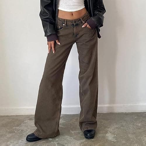 Low Rise Baggy Jeans for Women y2k Straight Wide Leg Boyfriend Streetwear Loose fit Jeans 2025 Fall Casual Denim Pants thumbnail 4