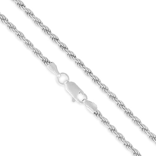 Next Level Jewelry ITProLux 925 Sterling Silver Rope Chain Necklaces, Diamond-Cut Chain, Men's & Women's (1.5MM-5.5MM) - Image 1