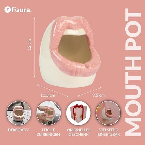Fisura – Aschenbecher Keramik rosa mit originellem Design, tragbar und witzig für drinnen oder draußen geeignet. Lustige Geschenkidee. Maße: 13 x 8 x 5 cm. thumbnail 3