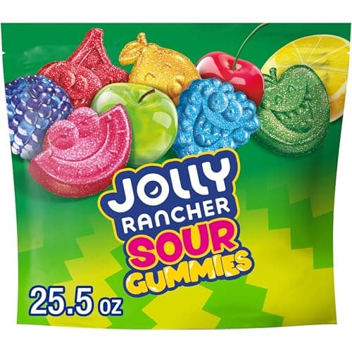 JOLLY RANCHER Sour Gummies Assorted Fruit Flavored Candy Resealable Bag, 25.5 oz - Image 1