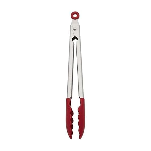 KitchenAid Silicone Stainless Steel Tongs, 12 Inch, Red - Image 1