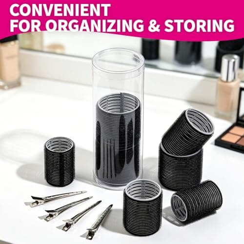 Teenitor 18pcs Hair Rollers Set, 9 Hair Rollers for Women and 9 Hair Clips 3 Sizes Self Grip Hair Rollers (40mm, 50mm, 60mm), Rollers Hair Curlers for Short Medium Long Hair thumbnail 6