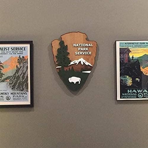 National Park Service Sign Arrow Head Antique Park Sign Wood Carved Sign Courtyard Garden Home Wall Mounted Decor for Indoor and Outdoor thumbnail 2