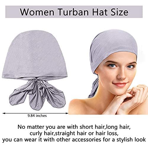4 Pieces Slip-On Pre-Tied Head Scarves Women Headwear Turban Beanie Caps Head Wrap Headscarf for Women thumbnail 2