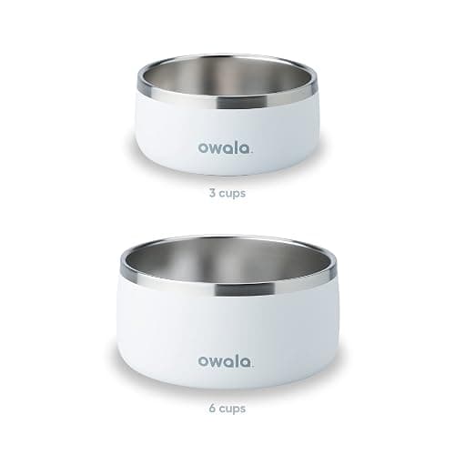Owala Pet Bowl - Durable Stainless Steel, Food and Water Bowl for Dogs, Cats, and All Pets, Non-Slip Base, 24oz, White (Shy Marshmallow) thumbnail 3