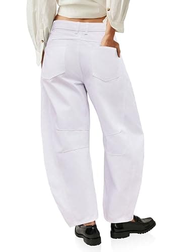 PLNOTME Women's Baggy Boyfriend Jeans Vintage Wide Leg Mid Rise Barrel Denim Ankle Pants thumbnail 5