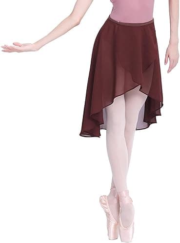 ENASGLOO Women Teen Girls Ballet Skirt Chiffon Dance Dancewear, Adjustable Waist Wrap Skirt thumbnail 2