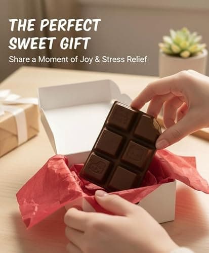 Realistic Chocolate Bar Squishy Slow Rising PU Foam Squeeze Toy, Sweet Scented Fake Food Fidget for Stress Relief, Kawaii Desk Decor Funny Prank Gift for Adults (Chocolate) thumbnail 9