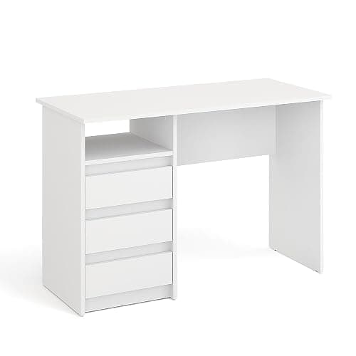 Komto Bureau avec Rangement – Modèle Blanc avec 3 Tiroirs, Idéal pour Chambre Ado ou Espace de Travail, Style Moderne | Oslo 110 x 50 x 74 cm - Image 1