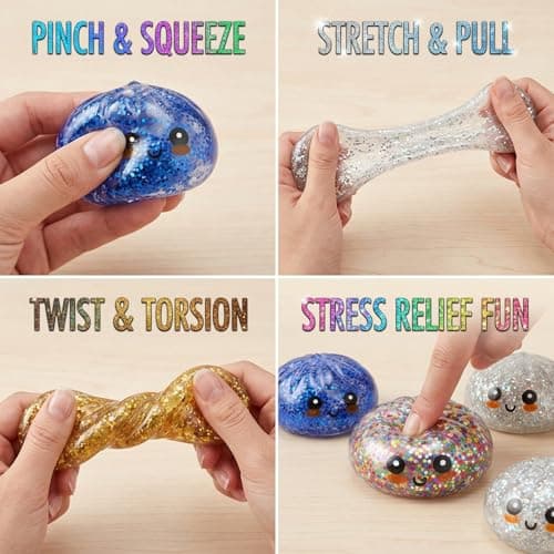 4 Pack Glitter Squishy Toys Dumpling Mystery Box Set — Slow Rising Kawaii Dumpling Stress Balls with Steamer Box, Cute Fidget Sensory Toys for Kids & Adults thumbnail 4