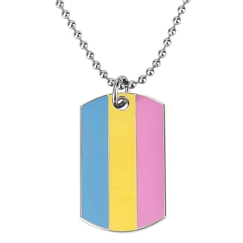 COLDDOX Progress Pride Dog Tags Pendant Rainbow Pride Gift LGBT Necklace - Pansexual Pride
