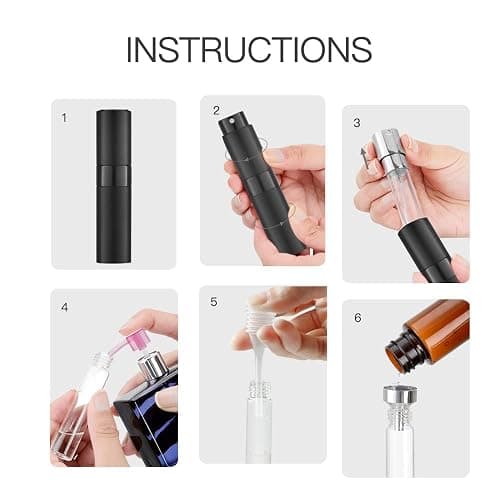 LISAPACK 8ML Atomizer Perfume Spray Bottle for Travel (3 PCS) Empty Cologne Dispenser, Portable Sprayer Travel Essentials for Men and Women (Black) thumbnail 5
