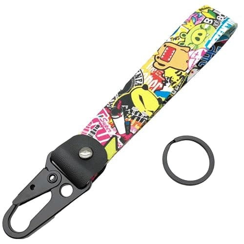 IUUBXKEH 1pc JDM Style Colorful Graffiti DOMO Keytag Keychain - ID & Work Badge Keyring for Car SUV Truck Motorcycle and GYM thumbnail 3
