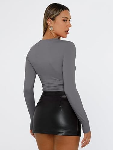 Trendy Queen Womens Long Sleeve T Shirts Fall Fashion 2025 Basic Crop Tops Going Out Outfits Y2k Clothes thumbnail 4