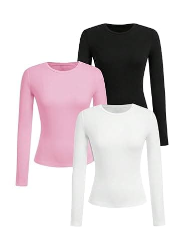 SOLY HUX Girl's Long Sleeve T-Shirts 3 Packs Basic Tops Crew Neck Fitted Tees Fall Clothes - Image 1