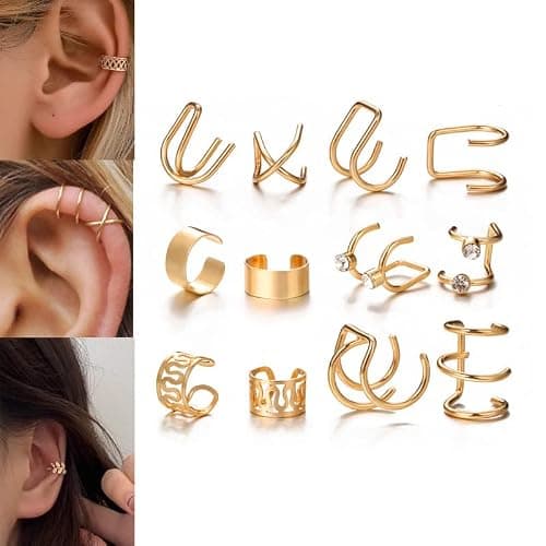 35 PCS Gold Silver Adjustable Ear Cuffs Earrings for Women Non-Piercing Cartilage Clip on Earrings Wrap Ear Jewelry Set,Punk Snake Butterfly Claw Stud Earrings for Women Gift thumbnail 7