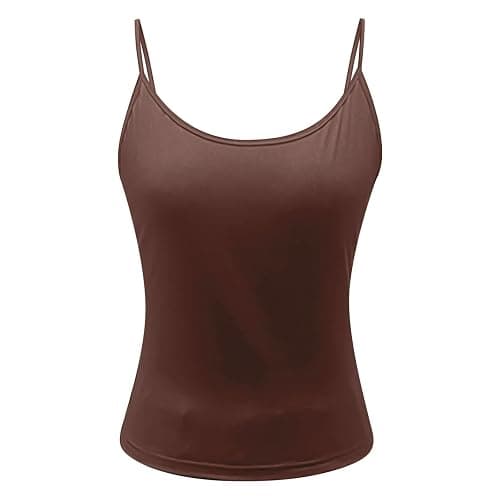Women's Basic Double Lined Scoop Neck Tank Tops Adjustable Cami Tank Summer Sleeveless Tops 2026 New thumbnail 4