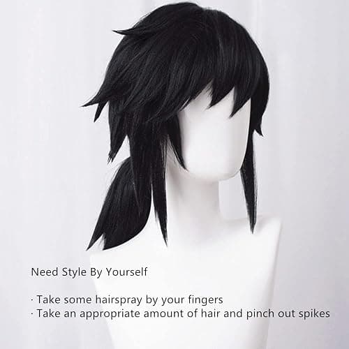 LABEAUTÉ Anime Black Cosplay Wigs for Giyuu Short Wig Halloween Wig Character Wig Cosplay Clothes for Demon Slayer: Kimetsu no Yaiba thumbnail 5