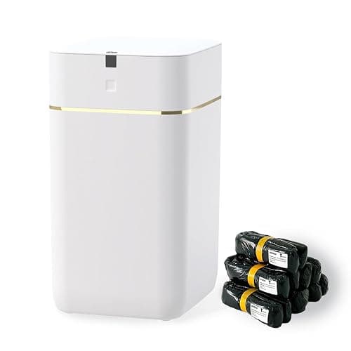 Airdeer Automatic Trash Can, 4 Gallon Self Sealing and Self-Changing Smart Trash Can, Motion Sensor, Touchless Garbage can with lid for Kitchen Bathroom Office, 6 Refill Rings(A1, Golden line) - Image 1