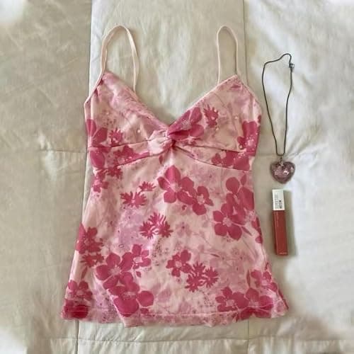 Emo Coquette Cropped Top Grunge 2000s Spaghetti Strap Tops Streetwear Vintage Camisole Y2k Cheetah Tops thumbnail 3