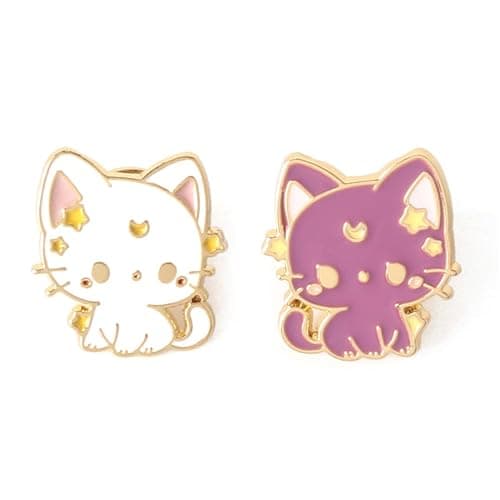 2pcs Anime Cat Brooch Pins For Women Enamel Pins for Backpacks Clothing Jackets Hats Cat Decoration Lady Gifts - Image 1