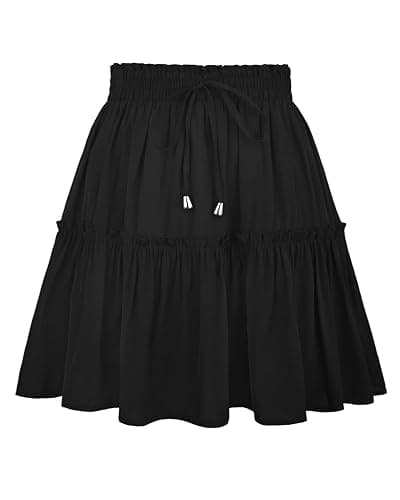 DooMoni Women's High Waisted Floral Mini Skirt Drawstring Boho Print Ruffle Summer Short Skirts thumbnail 6