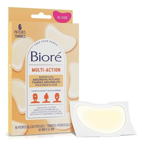 Bioré Multi Action Blemish & Oil Absorbing Acne Patches | Hydrocolloid Patch for Oily Skin, Large Patches, 6Ct thumbnail 2