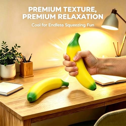 Banana Squishy Toy, Squishy Banana Fidget Toy for Adults, Banana Squeeze Toys for Stress Relief and Energy Enhancement thumbnail 5