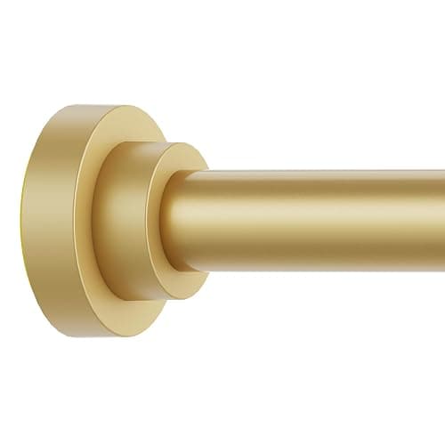 Thestoa Gold Shower Curtain Rod Adjustable 43-66 inch, 1"Diameter Spring Tension Curtain Rod No Drill, Anti-Rust Non-Slip Shower Rod for Bathroom - Image 1